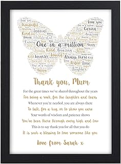 PERSONALISED Butterfly POEM Gifts for Her Nanny Mum Birthday Christmas Xmas Keepsake Gifts - Birthday Christmas Mothers Day Gifts - A5 A4 Framed Prints or 18mm Wooden Blocks - Mum Mummy Nanny ANY NAME