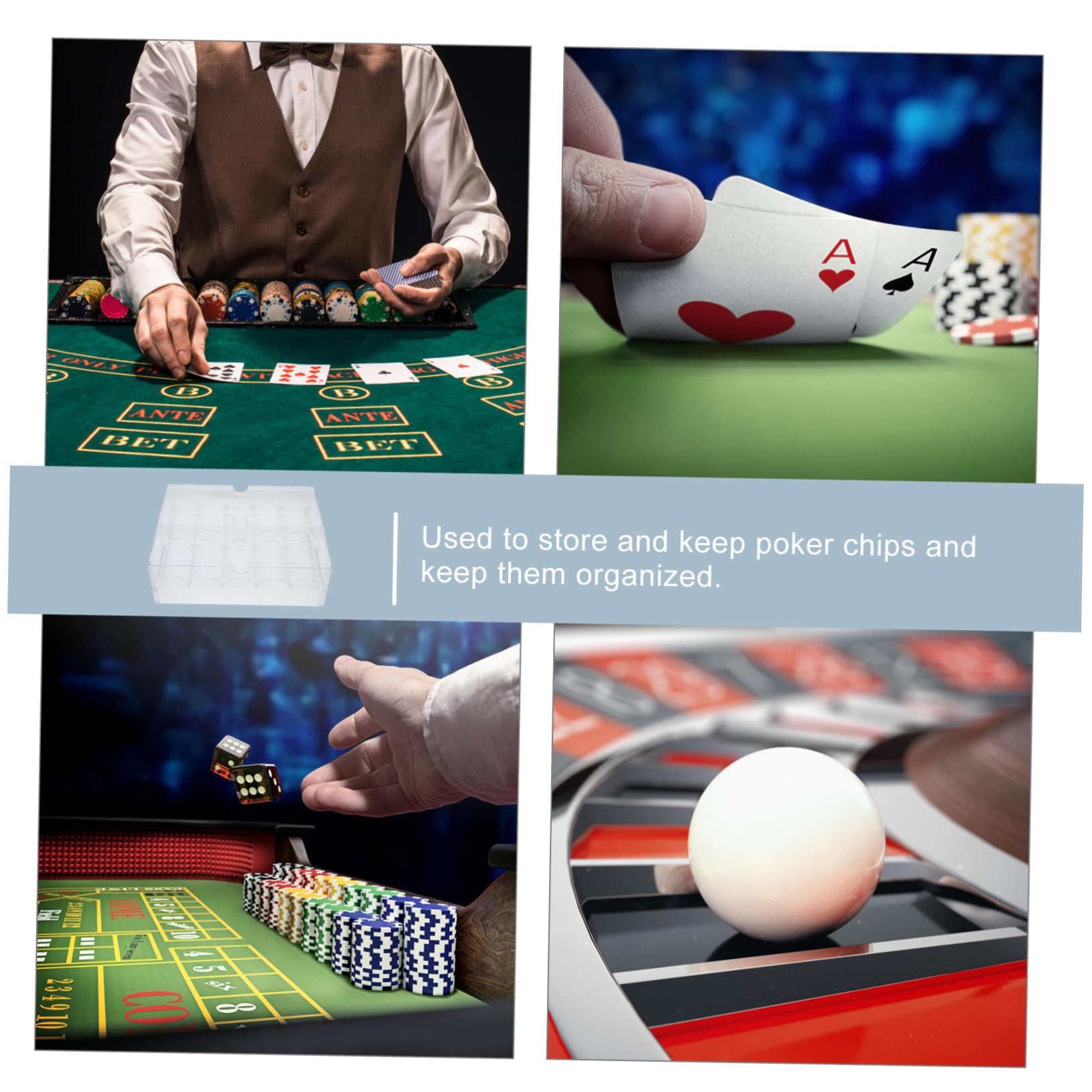 Boîte à Jetons de Poker 200 Cartes en Acrylique Transparente Couvercle | Rangement pour Chips, Design Clair pour Repérer Vite le Contenu, Plateau Ordonné pour Table de Jeu