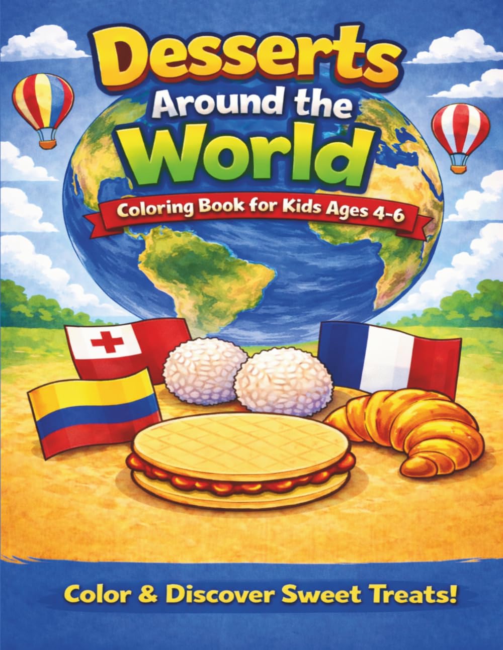 Desserts Around the World Coloring Book for Kids Ages 4–6: Simple Cakes, Donuts & Sweet Treats — Easy Coloring Pages for Fun, Creativity & Early Cultural Learning