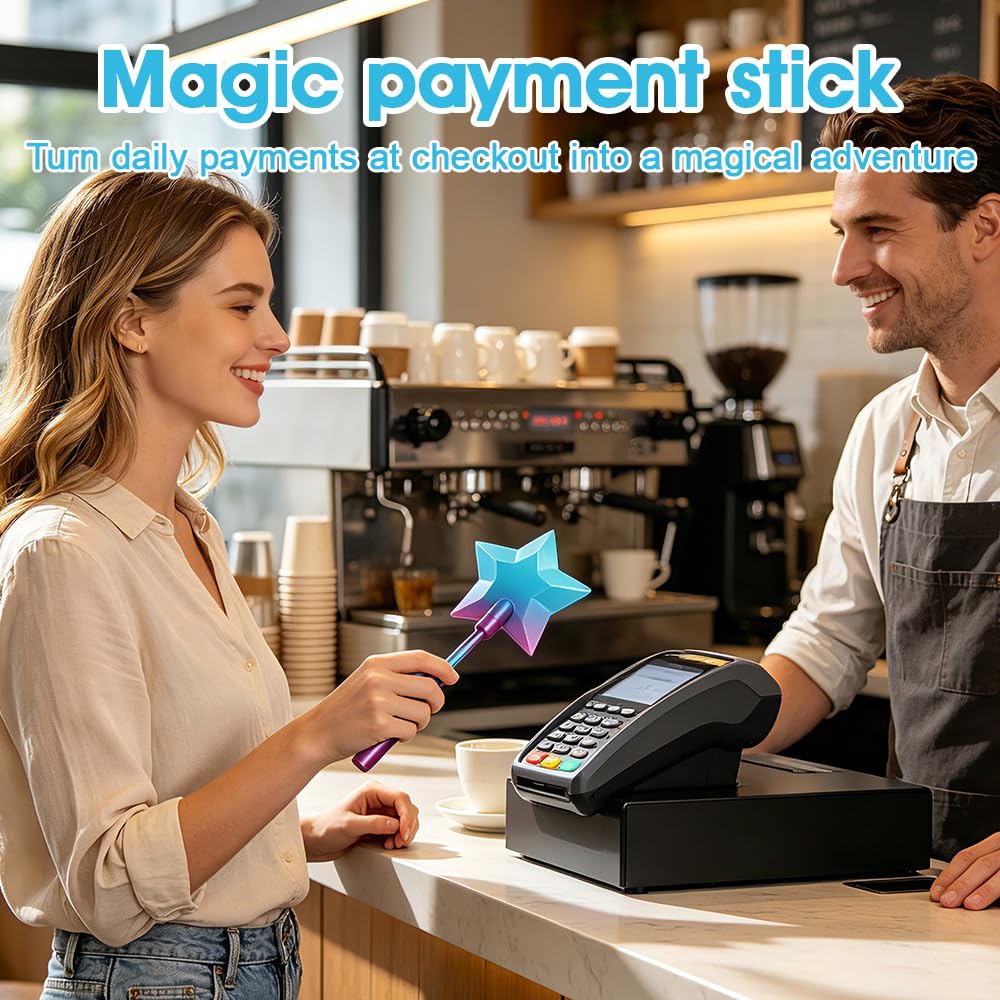 Foreverup Magiczna różdżka do kart kredytowych, magiczna różdżka, karta płatnicza, druk 3D, czarodziejskie różdżki dla nastolatków, dorosłych, innowacyjny dodatek do płatności na rave i figle