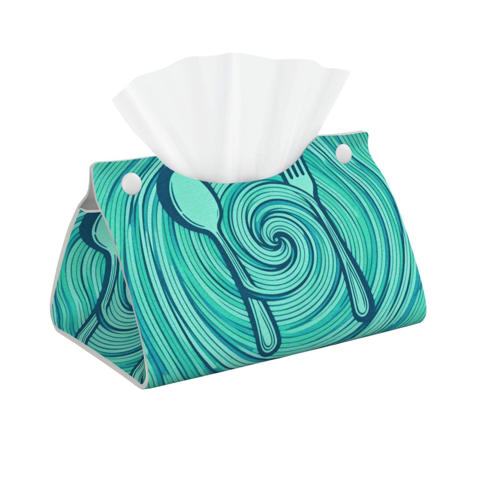 Spiral Kitchen Swirl Long Leather Tissue Box Cover-Waterproof PU Leather Tissue Holder for Bathroom, Decorative Rectangular Tissue Case