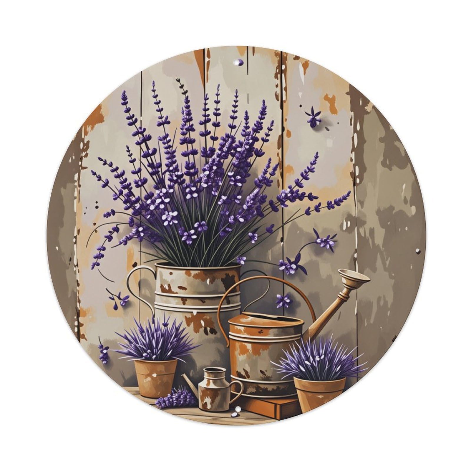Lavender Rustic Garden Still Life Metal Tin Sign Vintage Garden Bedroom Cafe Bar Man Cave Home Wall Decor Metal Poster 8x8 inches