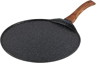 Vinod Zest Plus Aluminium Die-Cast Non Stick Roti & Chapati Tawa – 31 cm | 5 mm Thick | 5-Layer Scratch-Resistant Coating | Wooden Finish Handle | Induction & Gas Compatible | 1 Year Warranty – Black