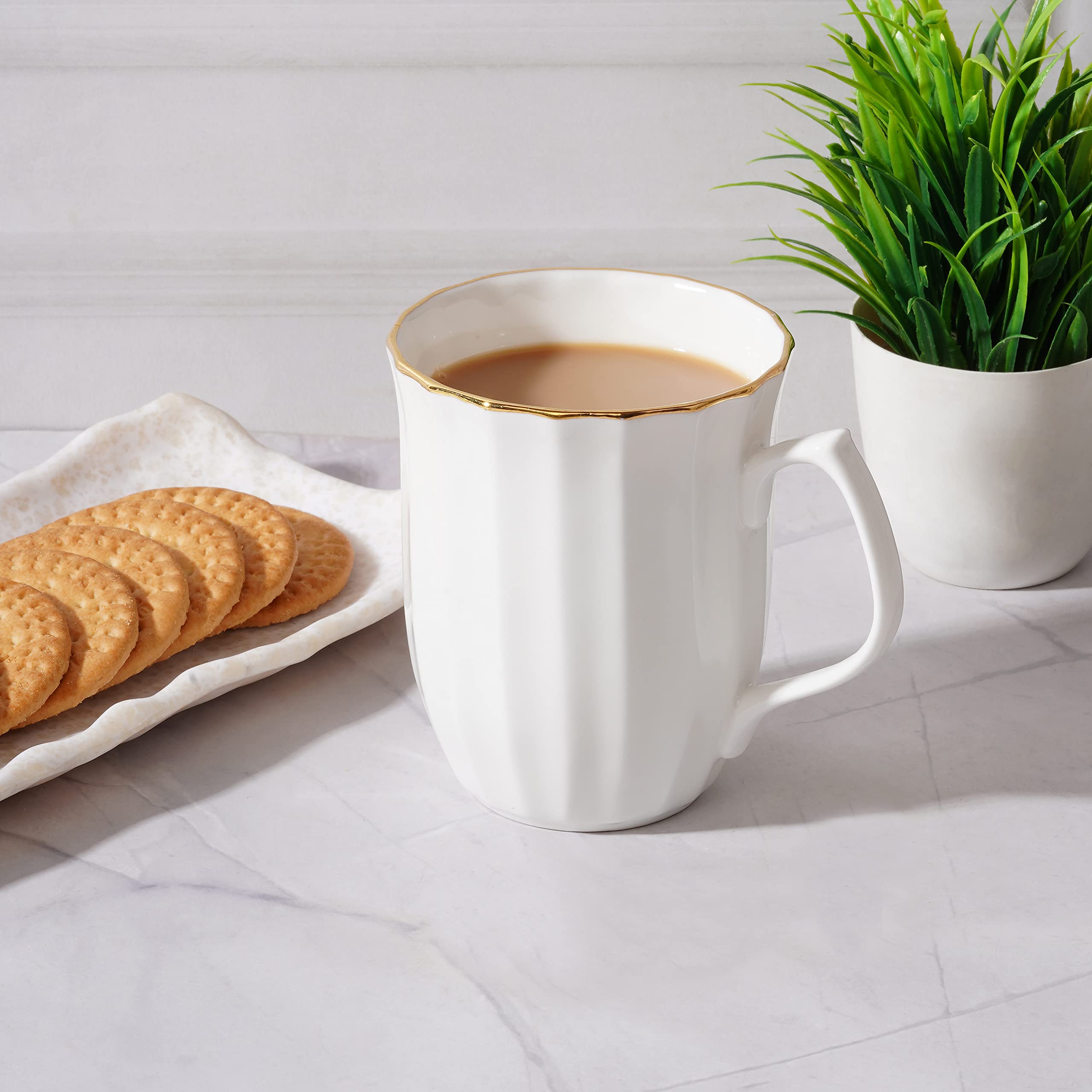 Classic White Mug with Gold Line, 92001, Pack of 4