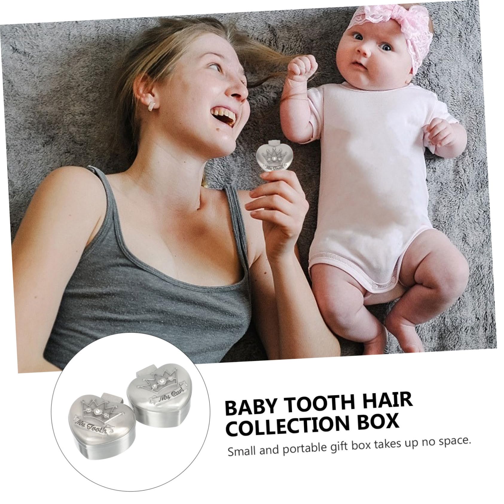 ULDIGI for Boys and Girls 2pcs Baby Tooth Holder Alloy Keepsake Organizer First Tooth Storage Box Boys Girls