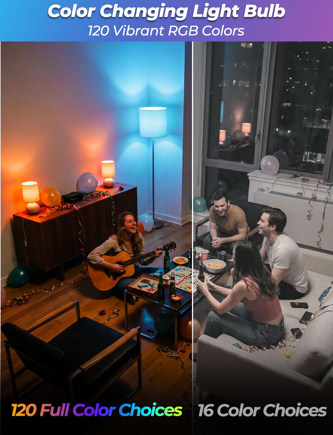 iLC LED Ampoules de couleur Edison Changement de Couleur Ampoule RGB+Blanc Dimmable - 120 Choix de Couleur - 10Watt E26 Types RGBW LED Ampoules - 2 Modes Dynamiques - Télécommande Compris (Lot de 2)