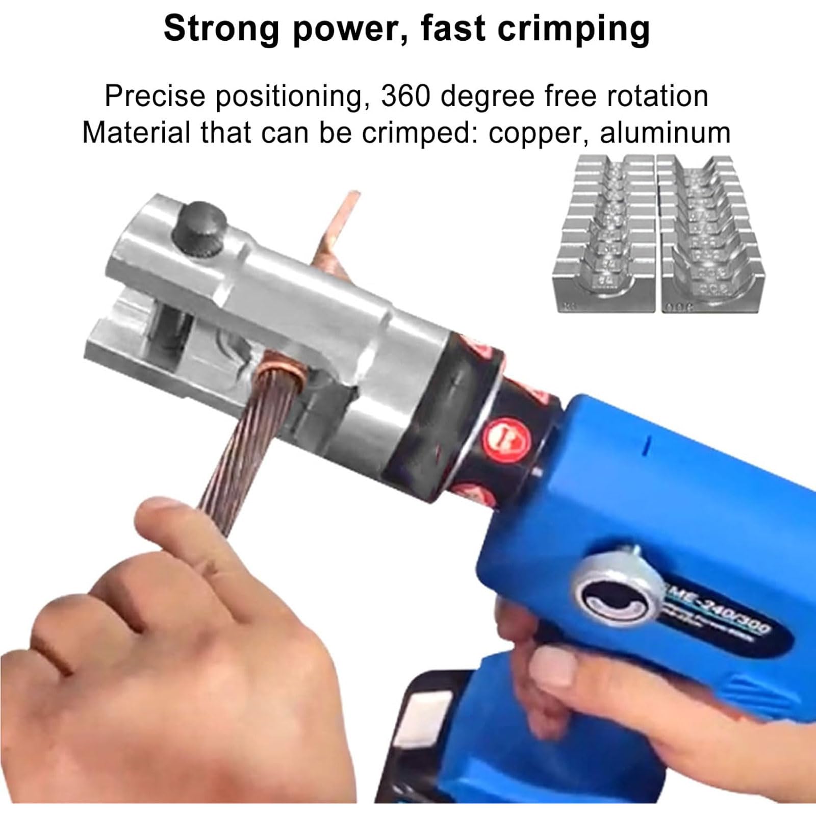Crimpadora eléctrica hidráulica de alambre, herramienta inalámbrica de 80 KN con rotación de 360° y carrera de 22 mm para aplicaciones de construcción y sala de máquinas