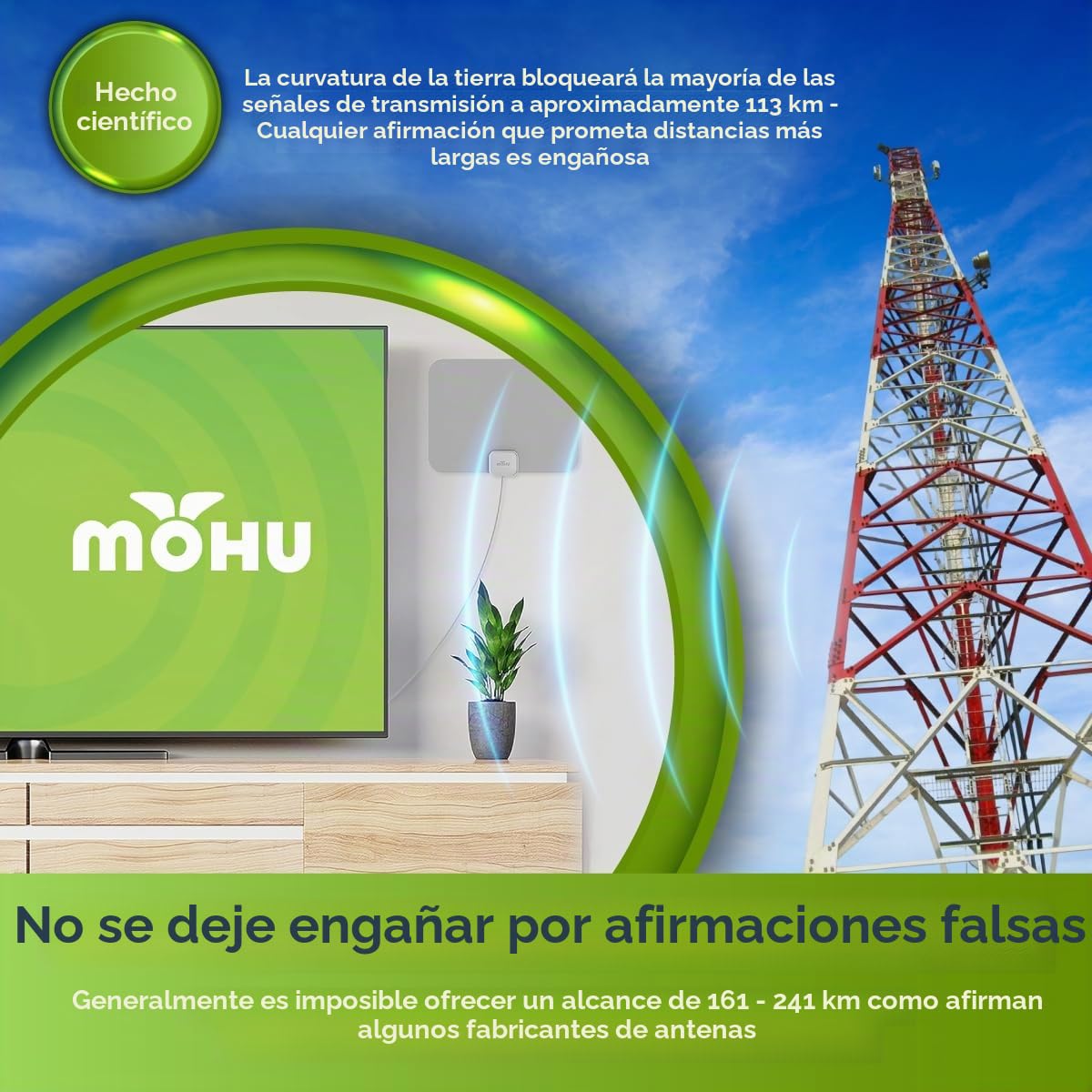 Mohu Leaf - Nuevo aspecto, diseño gris cálido - Antena de TV para interiores ultrafina, UHF VHF, rango de 40 millas, multidireccional, 4K UHD, NEXTGEN TV - con cable de 12 pies