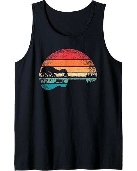 Retro Acoustic Guitar Lake Guitarist Music Rock Men Women Tank Top