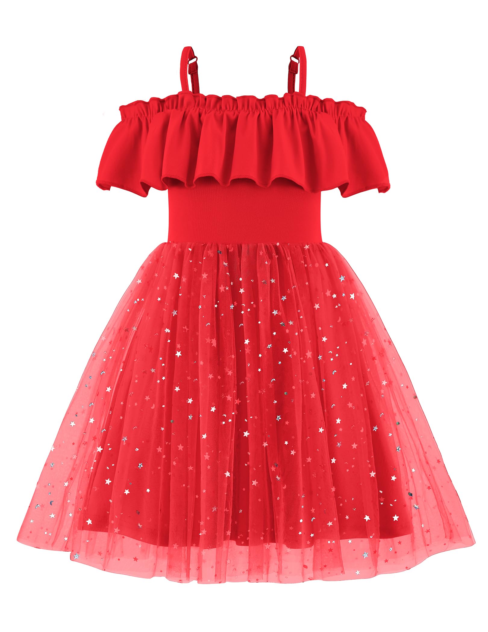 Arshiner Toddler Girl Tulle Dress Girls Sequin Summer Dresses Off Shoulder Flutter Formal Birthday Party Princess Dress