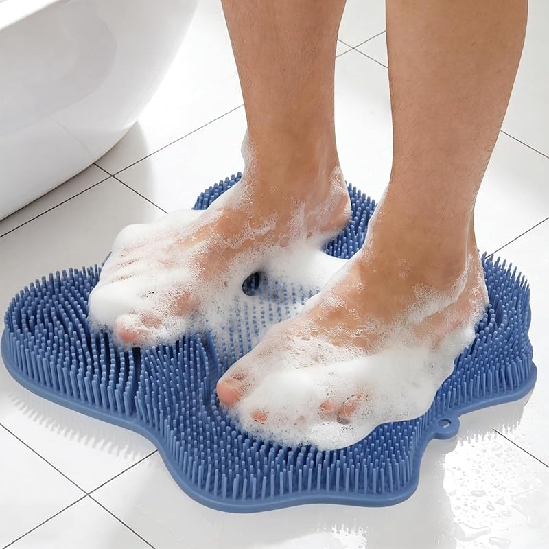 Escova de silicone para pés ozner com ventosas antiderrapantes, azul