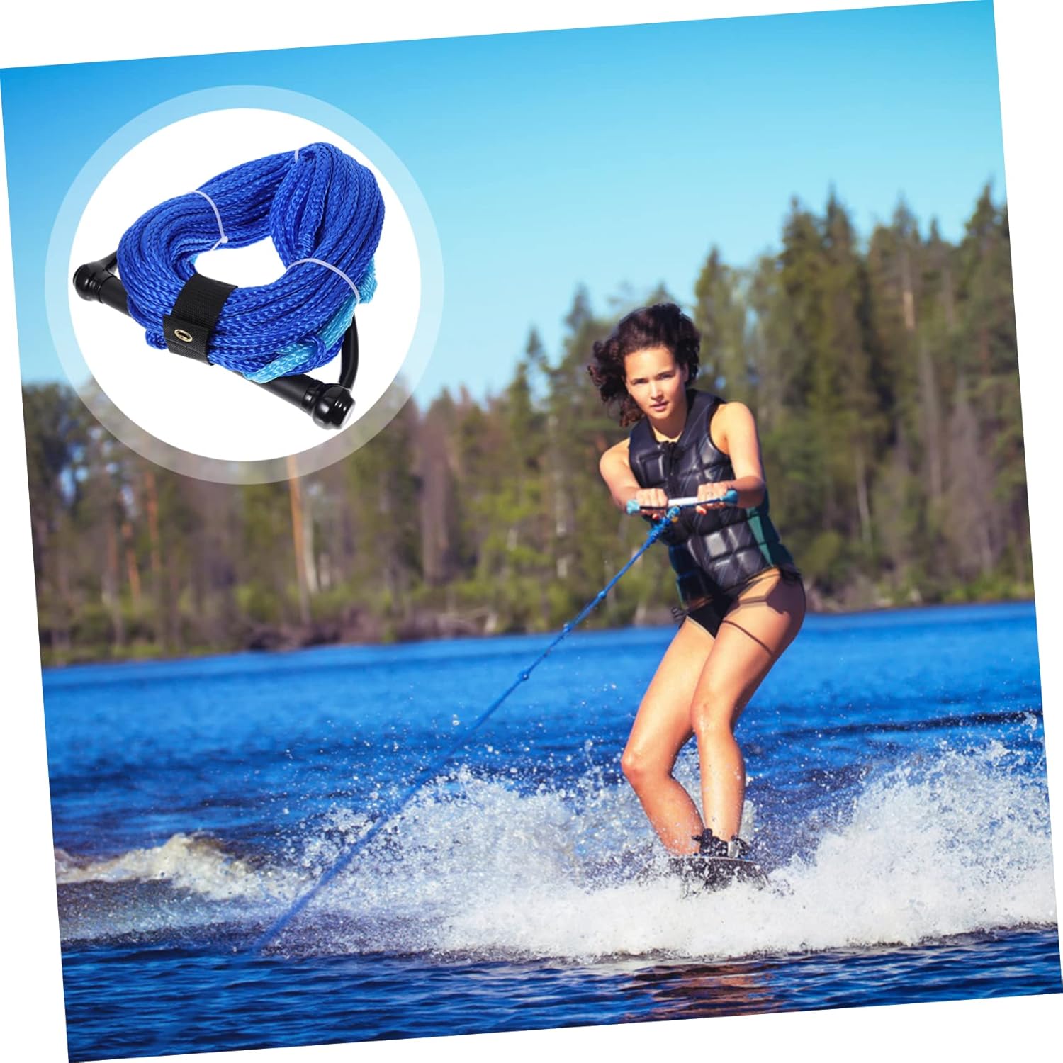 UPKOCH Black Handle Boating Rope Section Water Ski Wakeboard and Kneeboard Rope for Sports Experience Lightweight Comfortable Grip