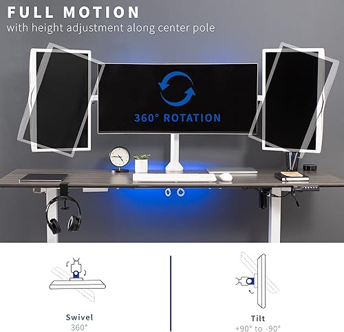 Miniatura 5 de VIVO Soporte VESA para monitor de computadora LCD LED triple de 23 a 32 pulgadas, soporte de escritorio, resistente totalmente ajustable,