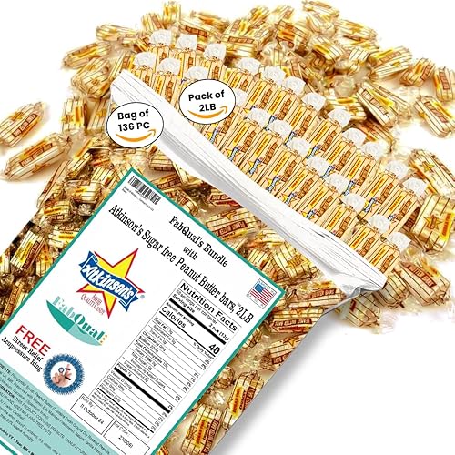 Miniatura 10 de FabQual Atkinsons - Barras de mantequilla de maní sin azúcar de 1 libra, barras de caramelo sin azúcar, a granel, caramelos duros a granel a granel