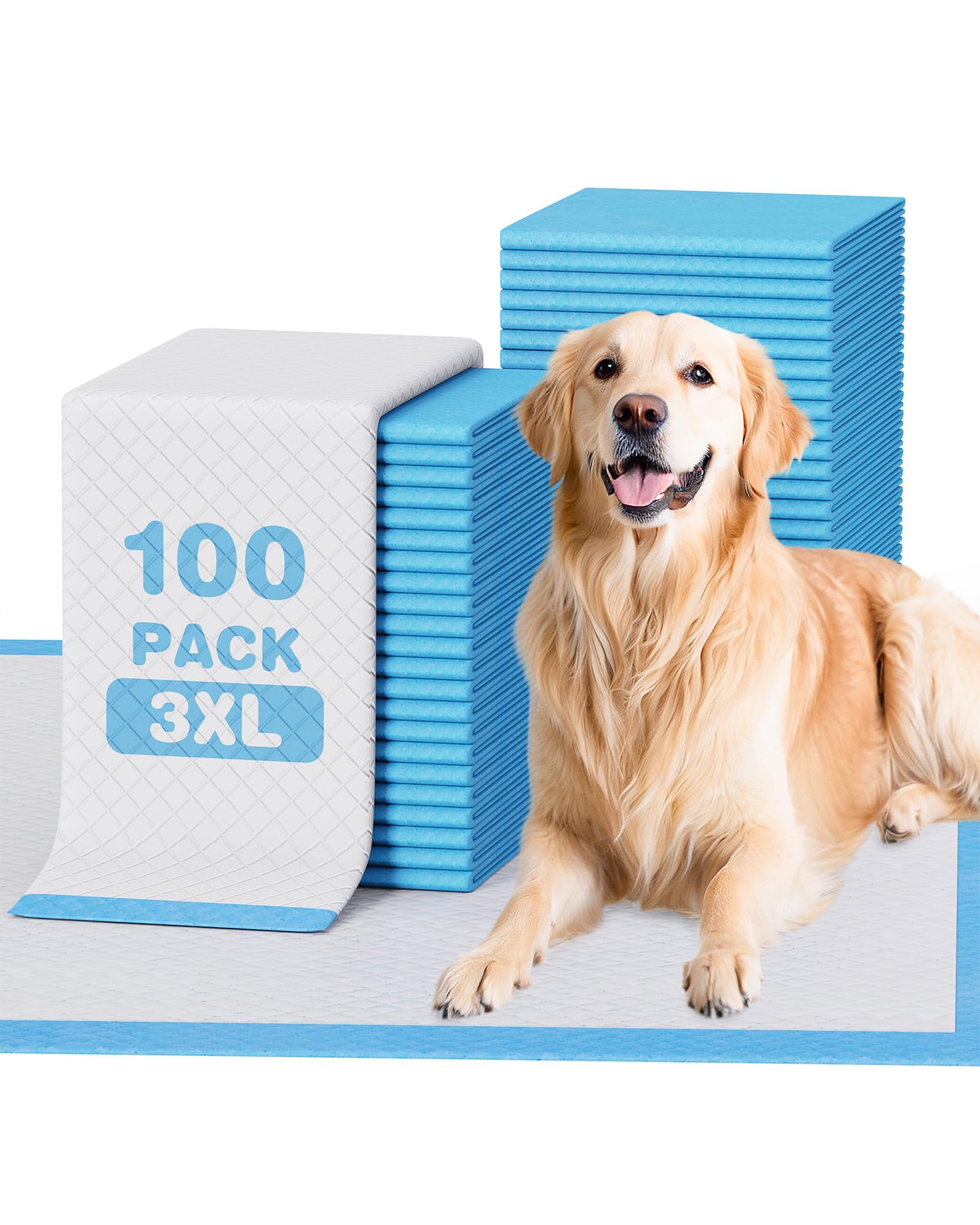 JollyMate Almohadillas para orina de perro extra grandes de 36 x 36 pulgadas, almohadillas de entrenamiento para cachorros XXL con pestañas adhesivas, 6 capas de grosor, súper absorbentes, a prueba de