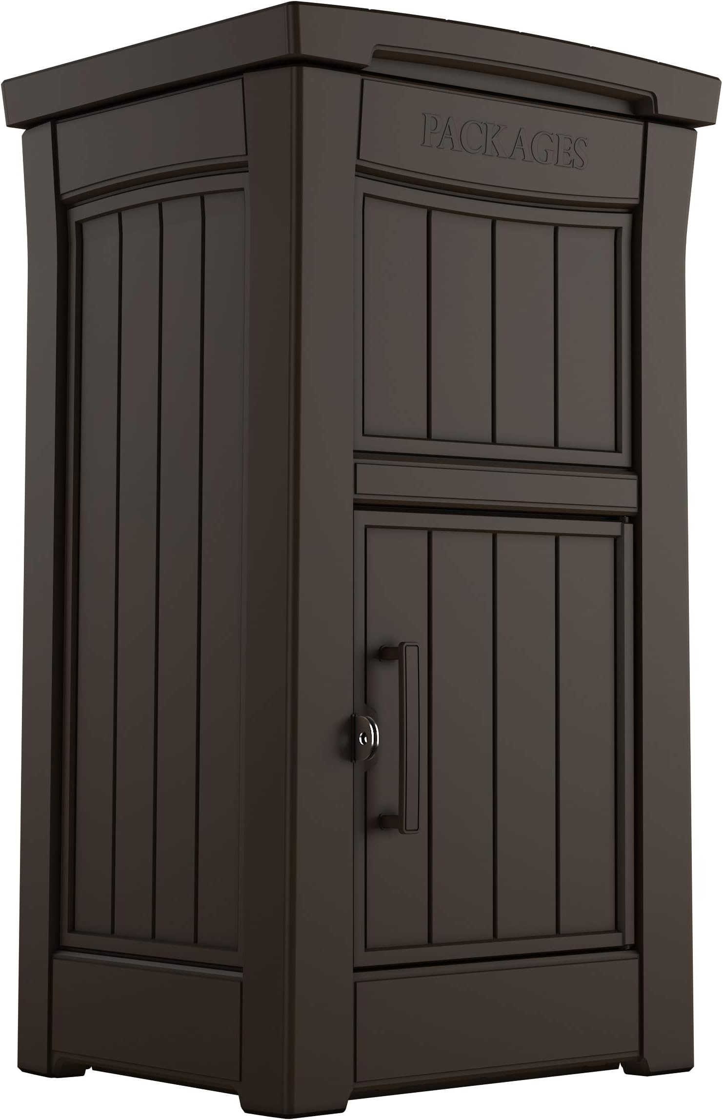 Keter Delivery Box for Porch with Lockable Secure Storage Compartment to Keep Packages Safe, One Size, Brown