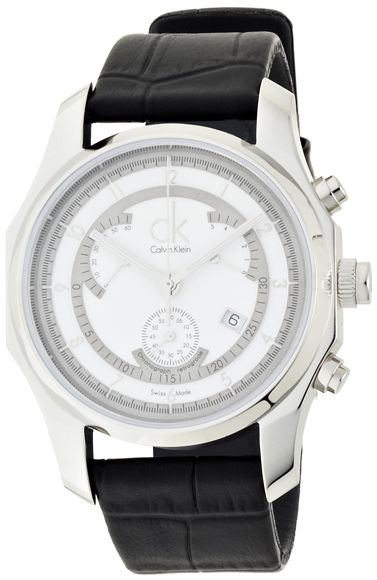 Voltar view of Calvin Klein K7731120 watch showing case back engravings