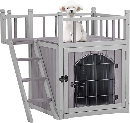 Aivituvin Dog House Feral - Casa para gatos para exteriores e interiores, casas para mascotas con escaleras, 2 pisos