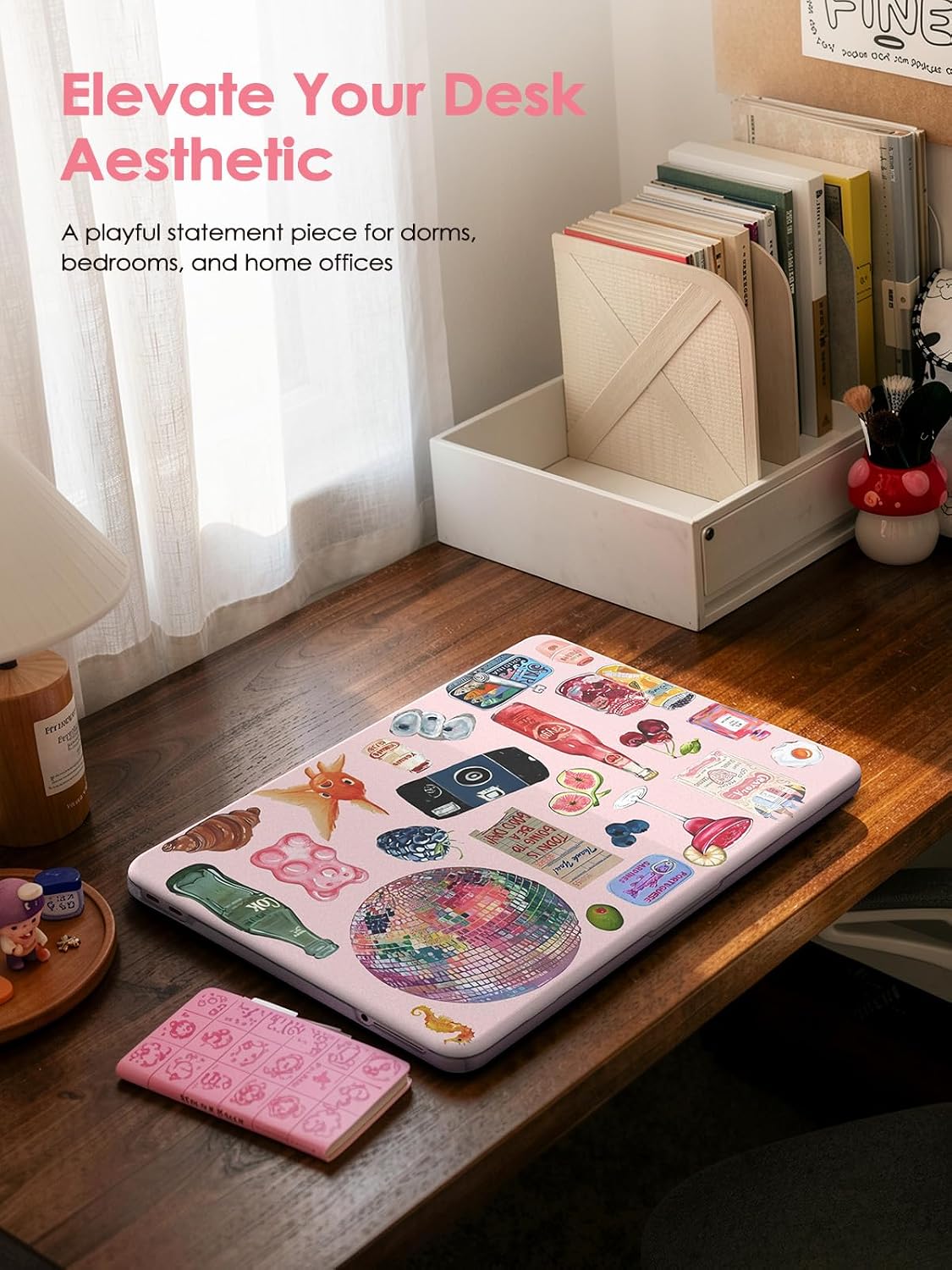 iCasso Compatible with New MacBook Neo 13 inch Case 2026 Release Model A3404, Anti-Scratch & Crack & Fingerprint MacBook Neo Accessories for Work Study Travel Daily Use, Pink Retro Stickers