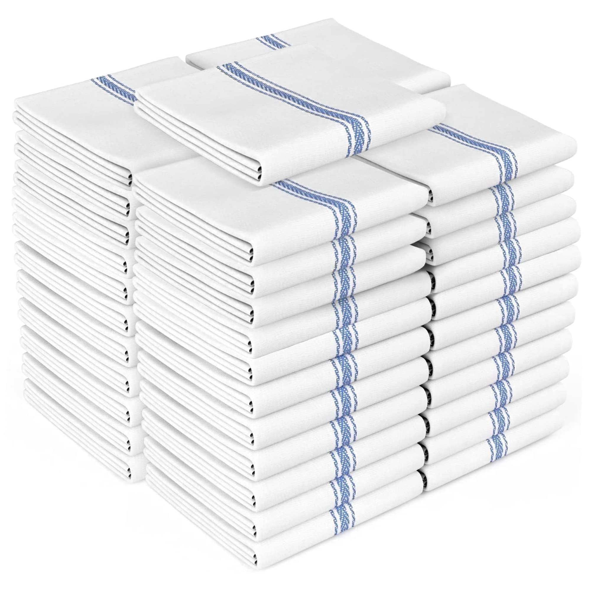 Paños de cocina 100% algodón Zeppoli, pack de 15 trapos de limpieza blancos y paños de bar