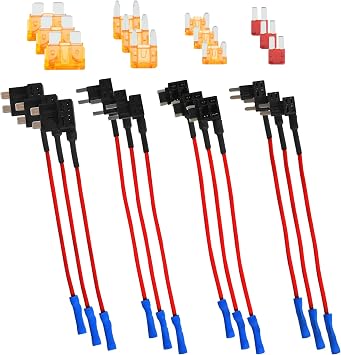 16 Packs 4 Types Fuse Tap, Upgraded 12V Car Add a Circuit Fuse Tap Kit - Standard Mini Micro2 and Low Profile Mini Fuses Taps, Universal ATO ATC ATM APM Fuses Adapter Jumper for Cars Trucks Boats