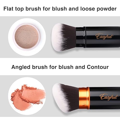 Miniatura 5 de Brochas de maquillaje retráctiles Kabuki, juego de 2 brochas de maquillaje para base de maquillaje, pinceles portátiles para polvo con parte