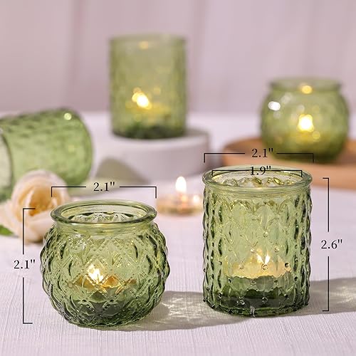 Miniatura 2 de 12 portavelas votivas verdes surtidas, portavelas de velas de té para centro de mesa, portavelas verdes para bodas, despedidas de soltera y