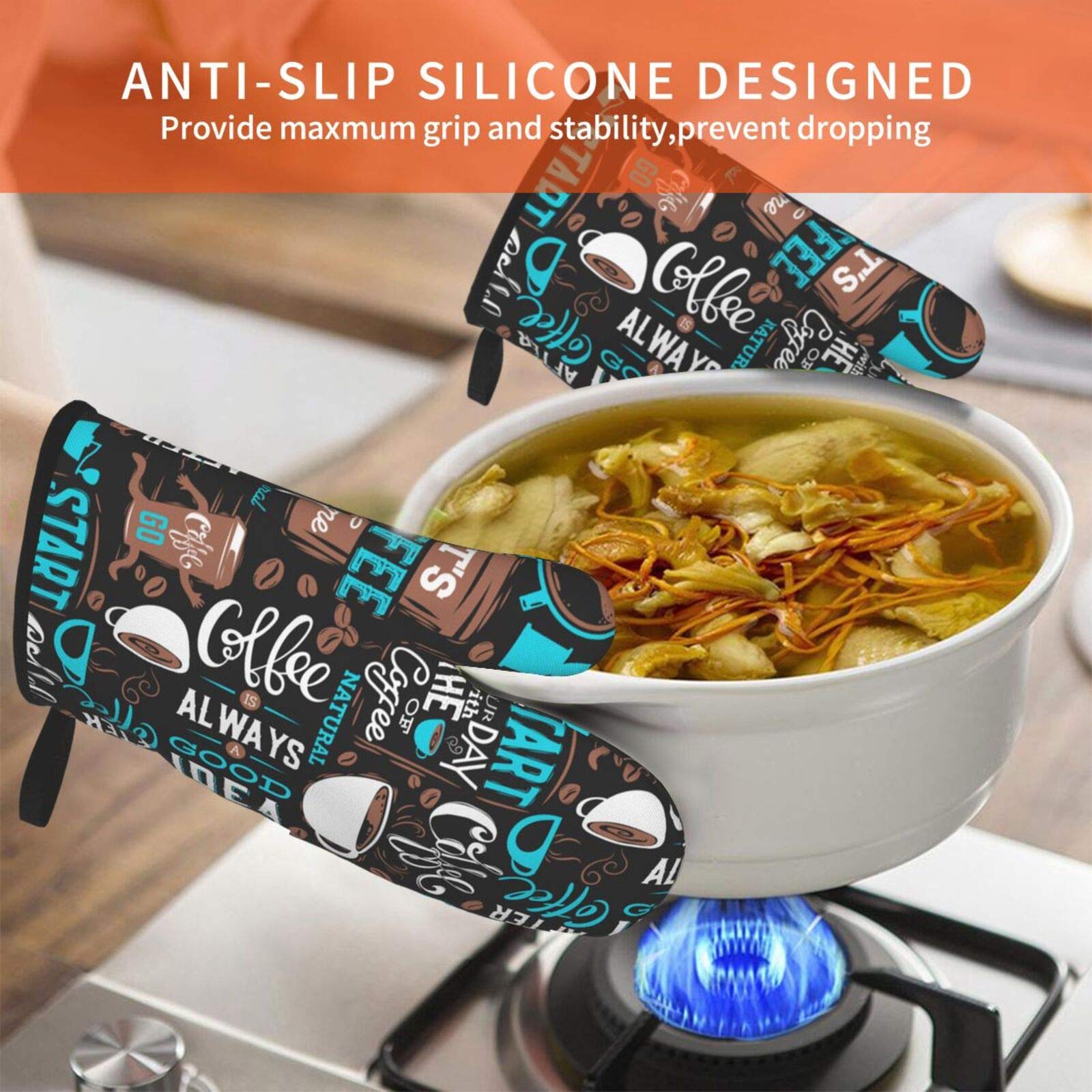 UNICEU Ofenhandschuhe & Topflappen-Set, 4-teilig – Hitzebeständig Bis 250°C, Rutschfest