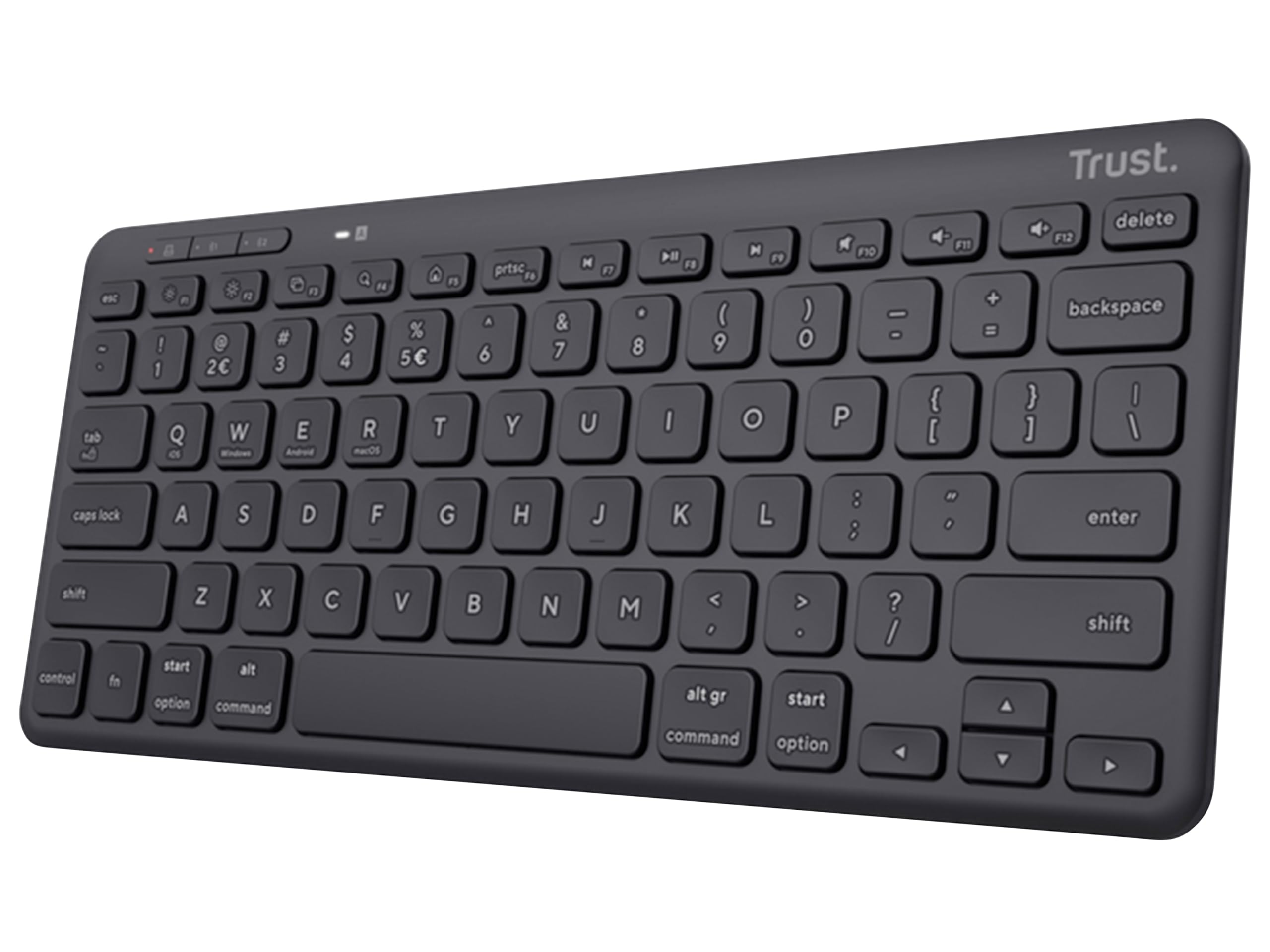 Trust Lyra Compact Bluetooth Keyboard, QWERTZ Layout, 85% Recycled Plastic, Multi-Device Wireless Keyboard, Rechargeable Keyboard Wireless for PC, Laptop, Mac, iPad, Android, iOS - Black