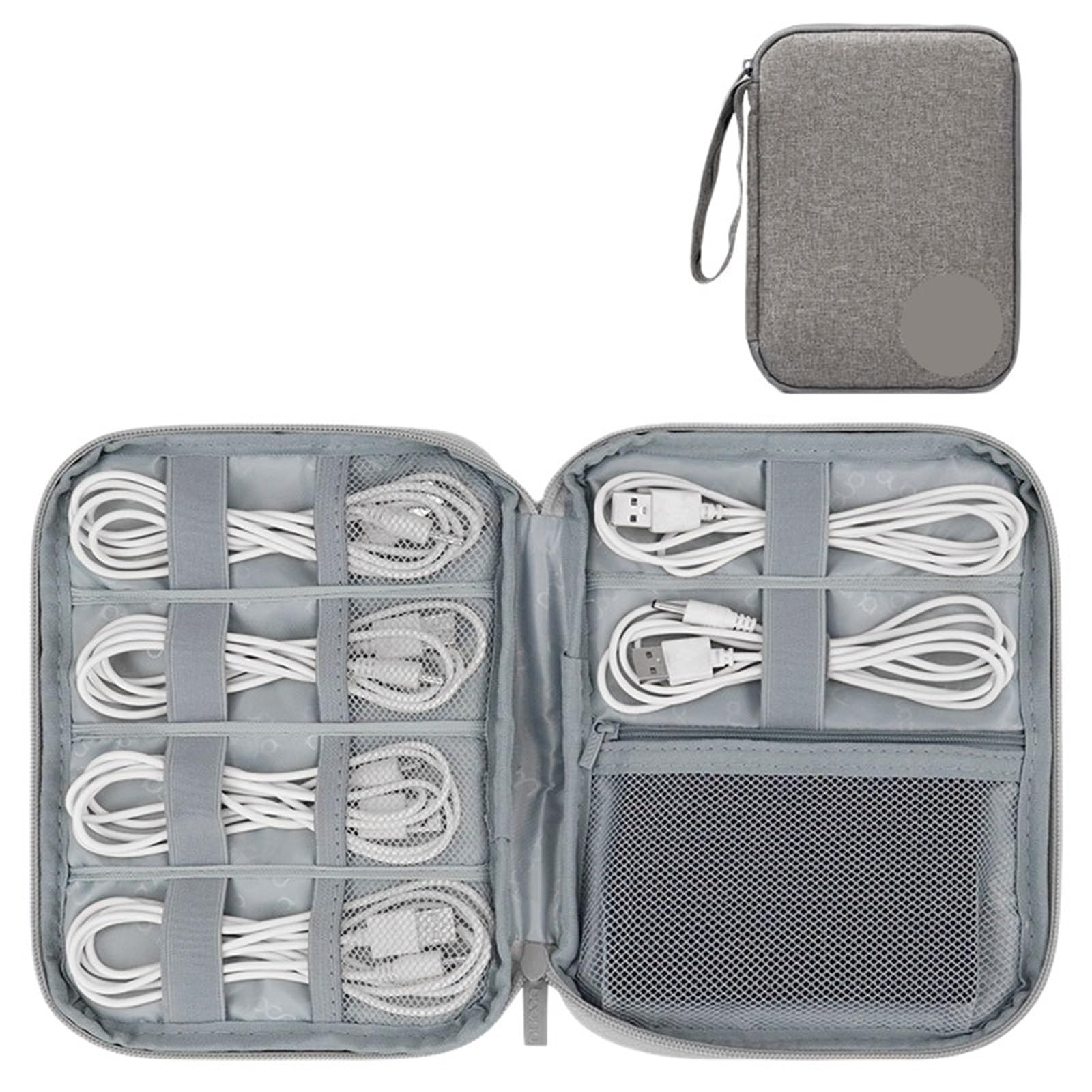 Torba na akcesoria elektroniczne, Akcesoria elektroniczne Kabel USB Etui do przechowywania kabli Cyfrowa organizacja(Large Gray)