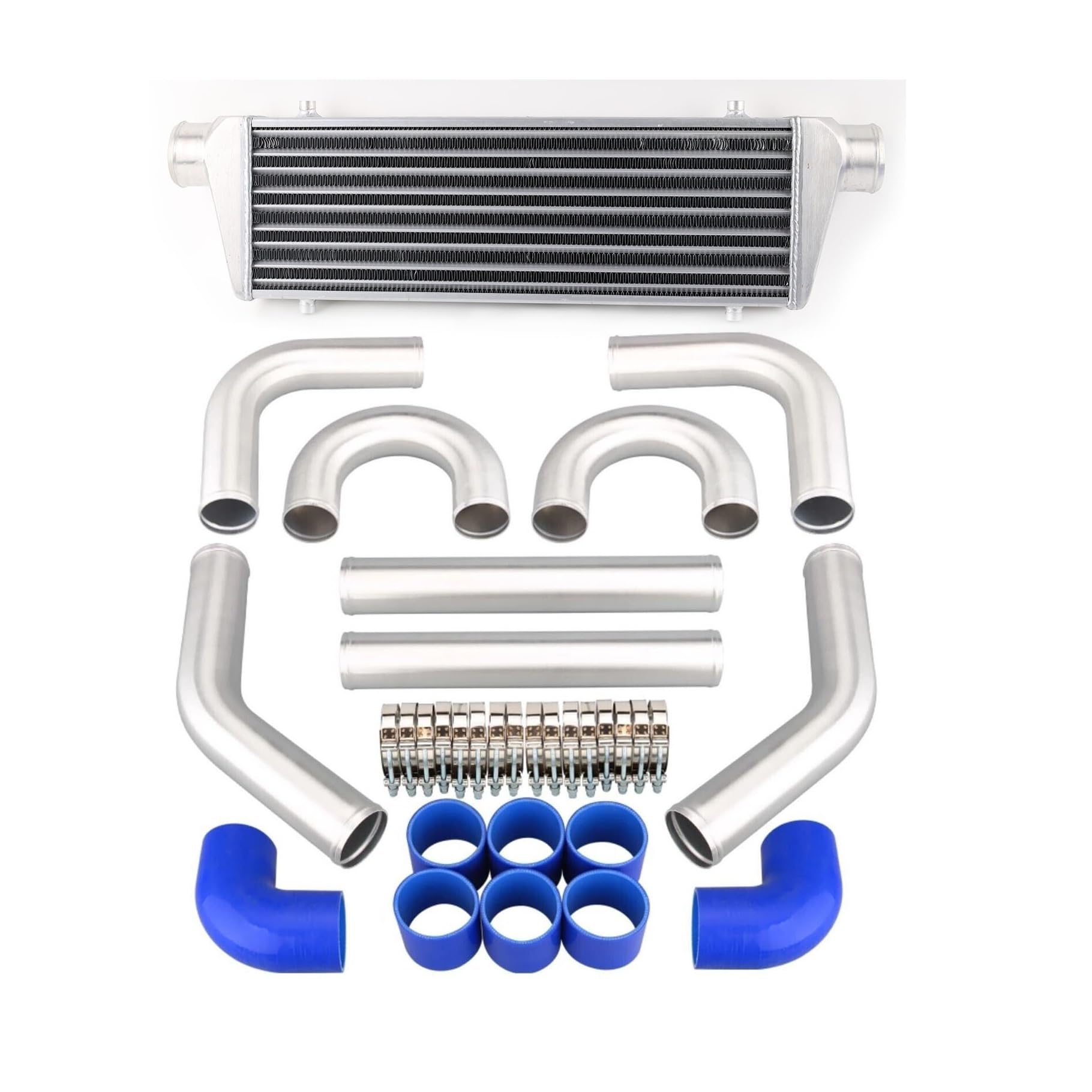Hgddbae One Color Cooled Intercooler Turbo Intercooler Universal Turbo Intercooler 450X180x65mm 2.5Inch Aluminum Inlet Tube Fin Turbine Aluminum Pipe Piping Kit