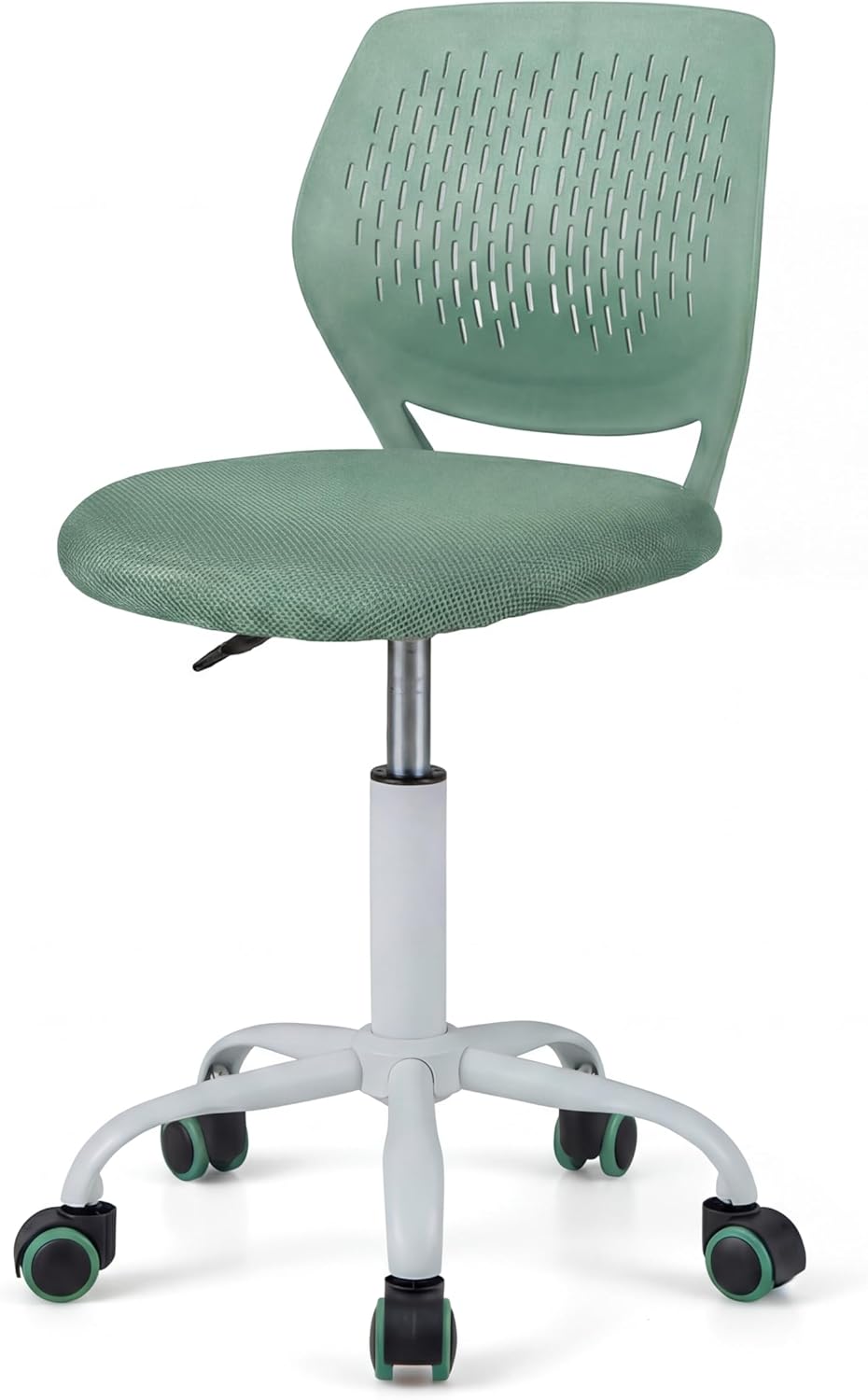 Costzon Kids Desk Chair, Armless Height Adjustable Kids Computer Chair w/Elastic Sponge Filling, Ergonomic Backrest & Stable 5-Point Wheels, Children Rolling Swivel Chair for Studyroom (Sage)