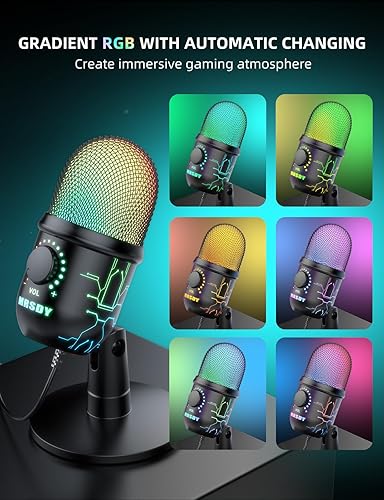 Miniatura 5 de Micrófono para juegos, micrófono de computadora USB para PC, Mac, PS45, micrófono de condensador para grabación de estudio, YouTube, transmisión,