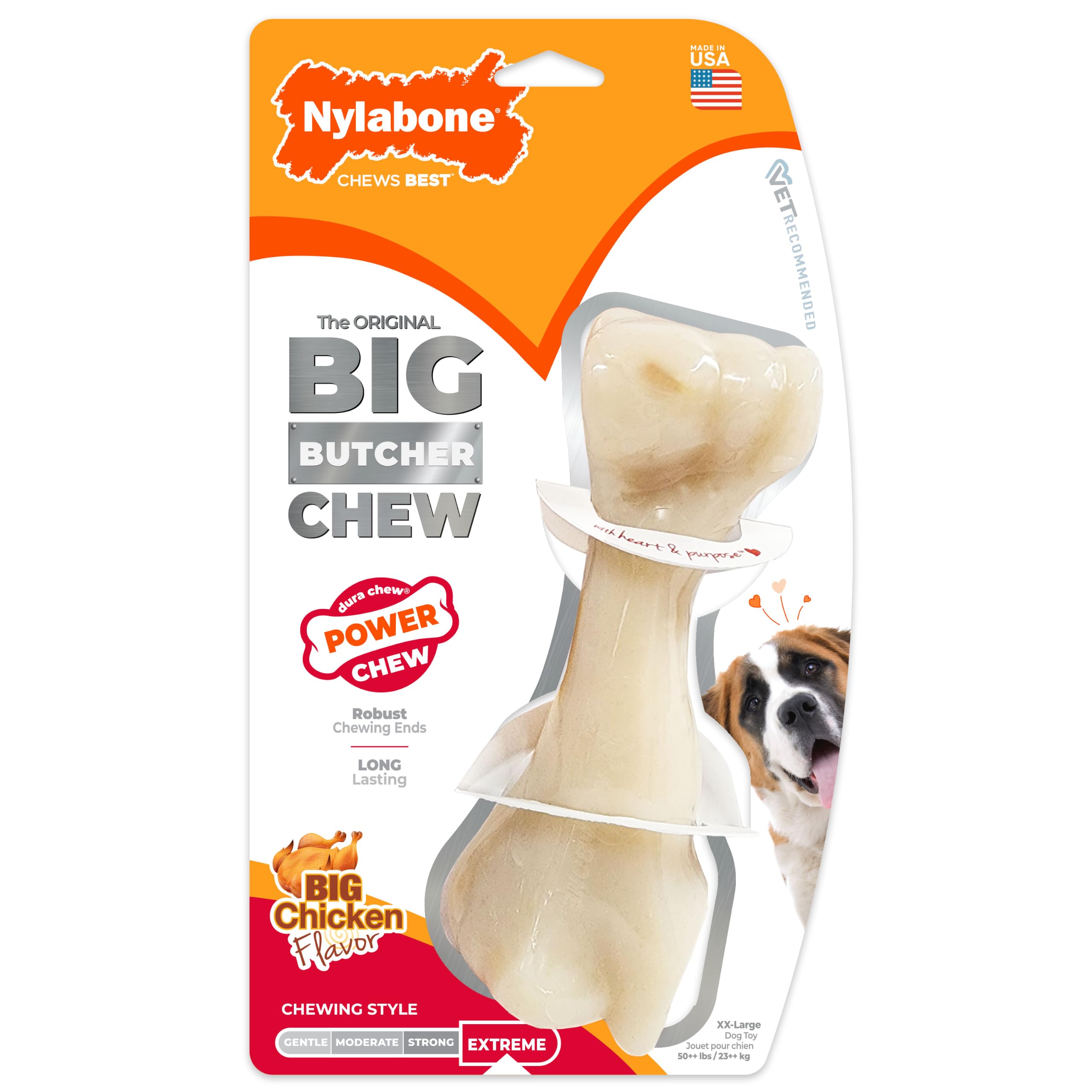 NYLABONE NYLON BIG CHEW CHICKEN BONE X LARGE DOG CHEW TOY TREAT XXL 23KG+