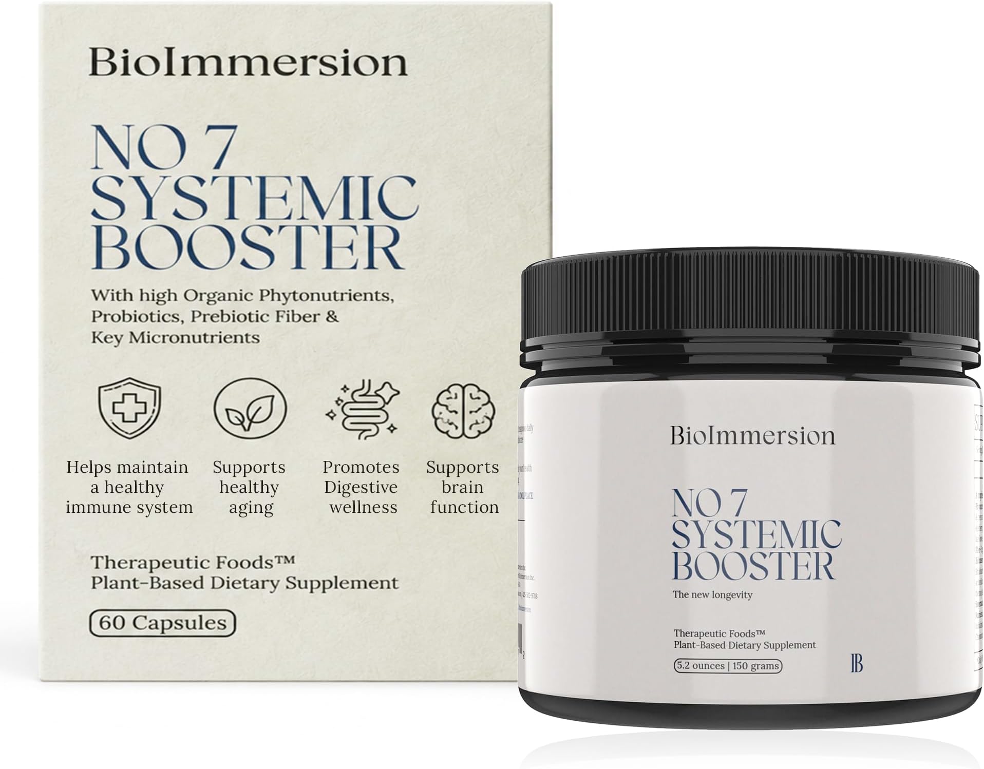 - No. 7 โ Probiotic Blend โ Immune Support โ 150 g Powder | Phytonutrients & Prebiotic Fiber | Immune, Digestive & Aging Support | Powder | Vegan & Non-GMO | Adults