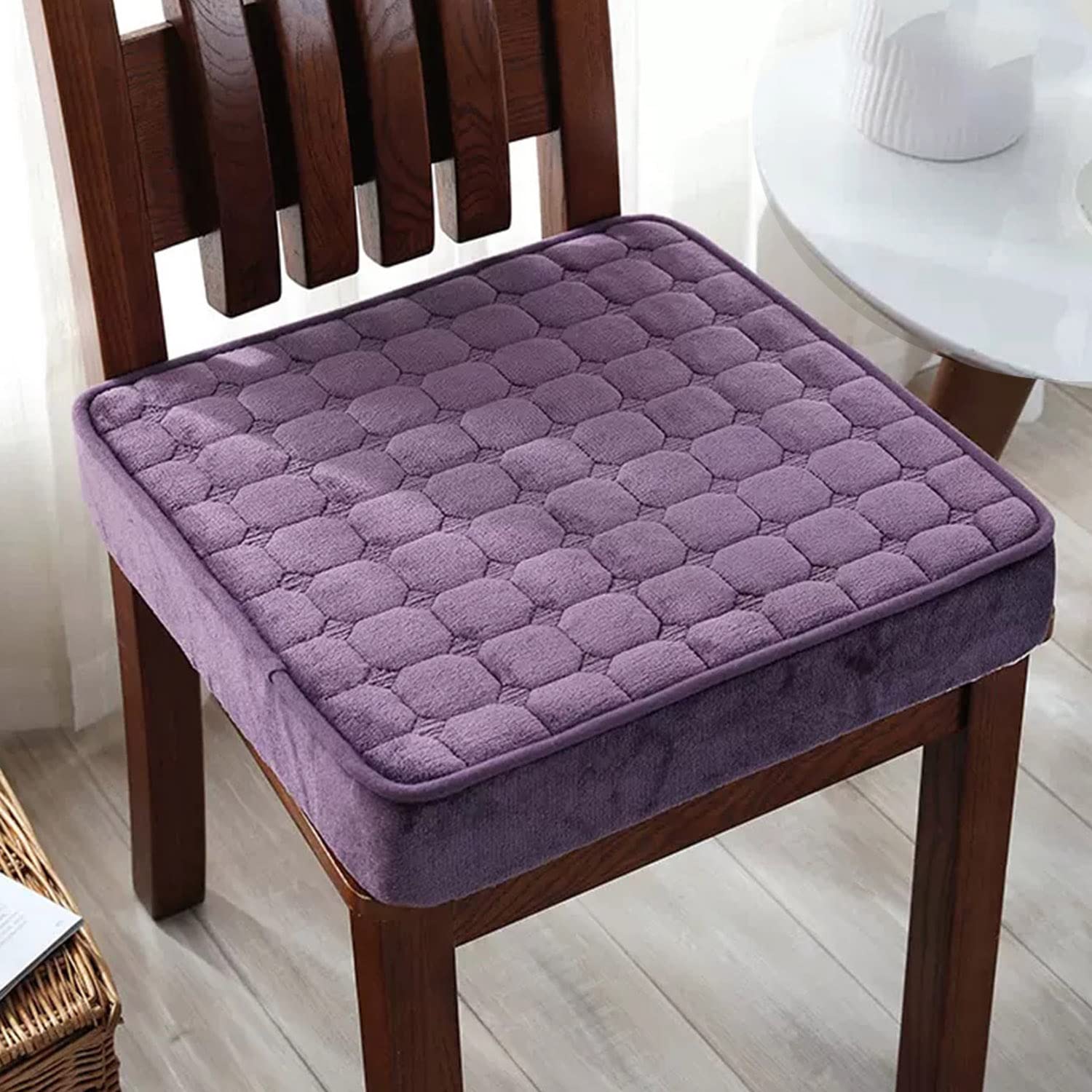 8cm Thick Booster Cushion,45cm/50cm Chair Seat Pad Cushions,Soft Non-Slip Sofa Armchair Seat Cushion Removable Washable (50 * 50CM,Purple)