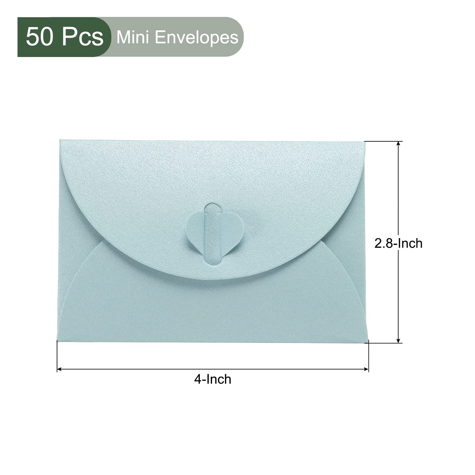 YOKIVE 50 Pack Mini Envelopes, Heart Shaped Clasp, Light Blue - Image 2