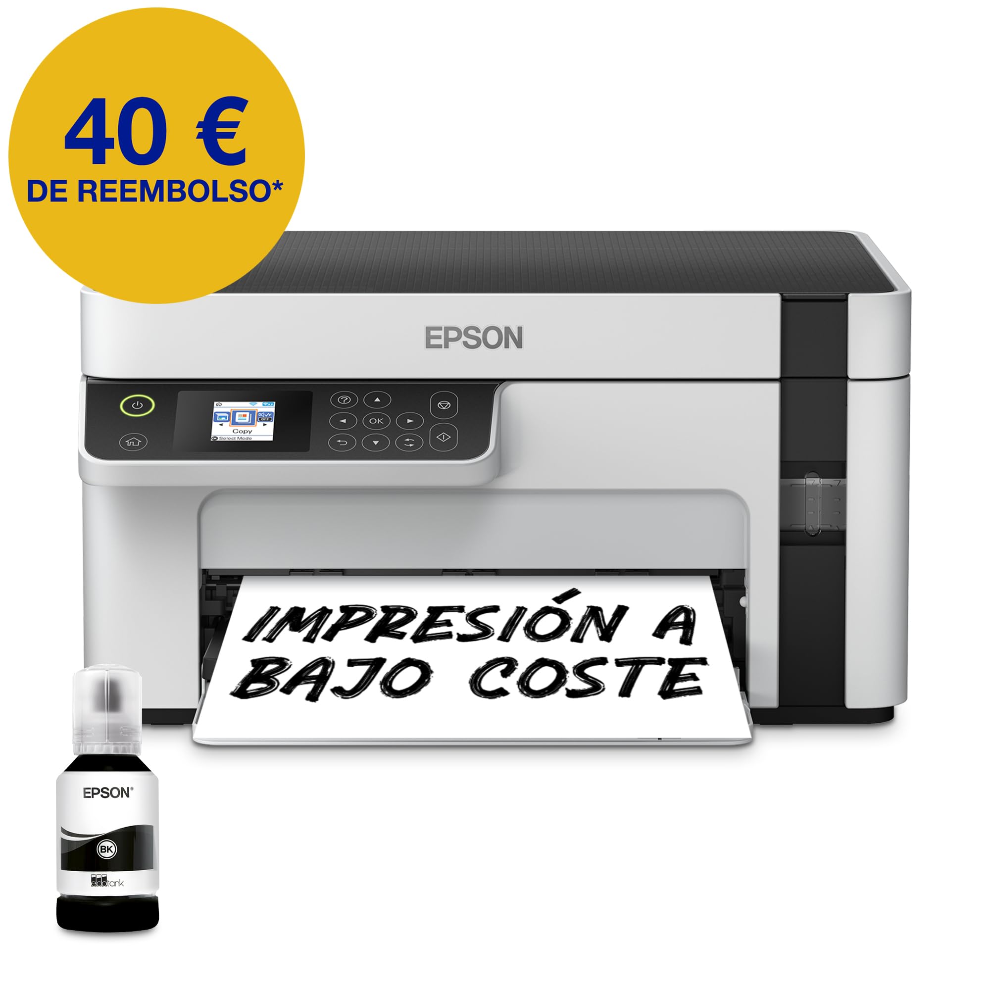 Epson EcoTank ET-M2120 Impresora de Depósito de Tinta | Impresión Monocroma | Wi-Fi | A4 | Imprimir, Copiar, Escanear | Imprime Doble Cara | Pantalla LCD 3,7cm
