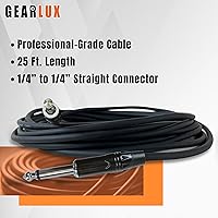Vista 2 de Gearlux Cable de instrumento/cable de guitarra, 1/4 de pulgada, recto a recto, negro, 25 pies, paquete de 2
