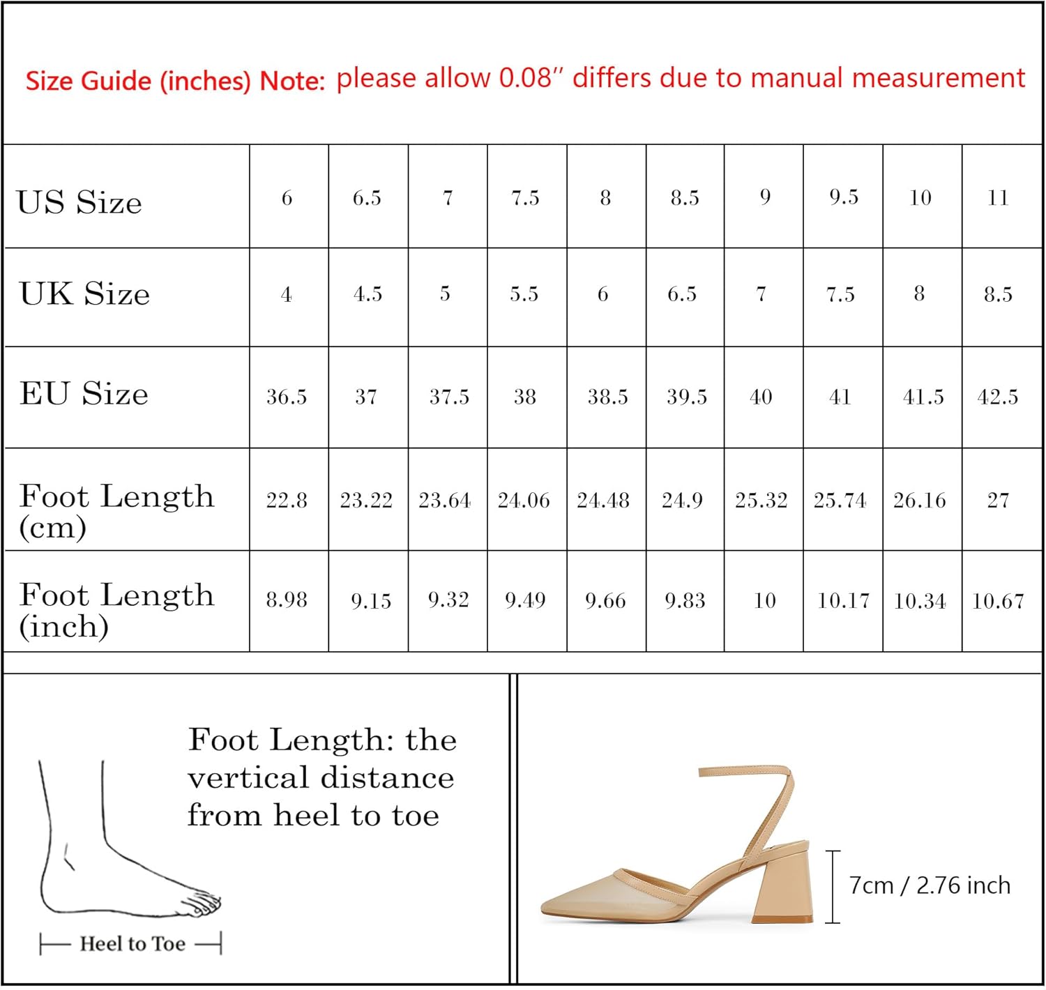 Closed Toe Heels for Women Ankle Strap Pointed Toe Slingback Chunky Low Heels Womens Pumps Wedding Dress Shoes - Image 8