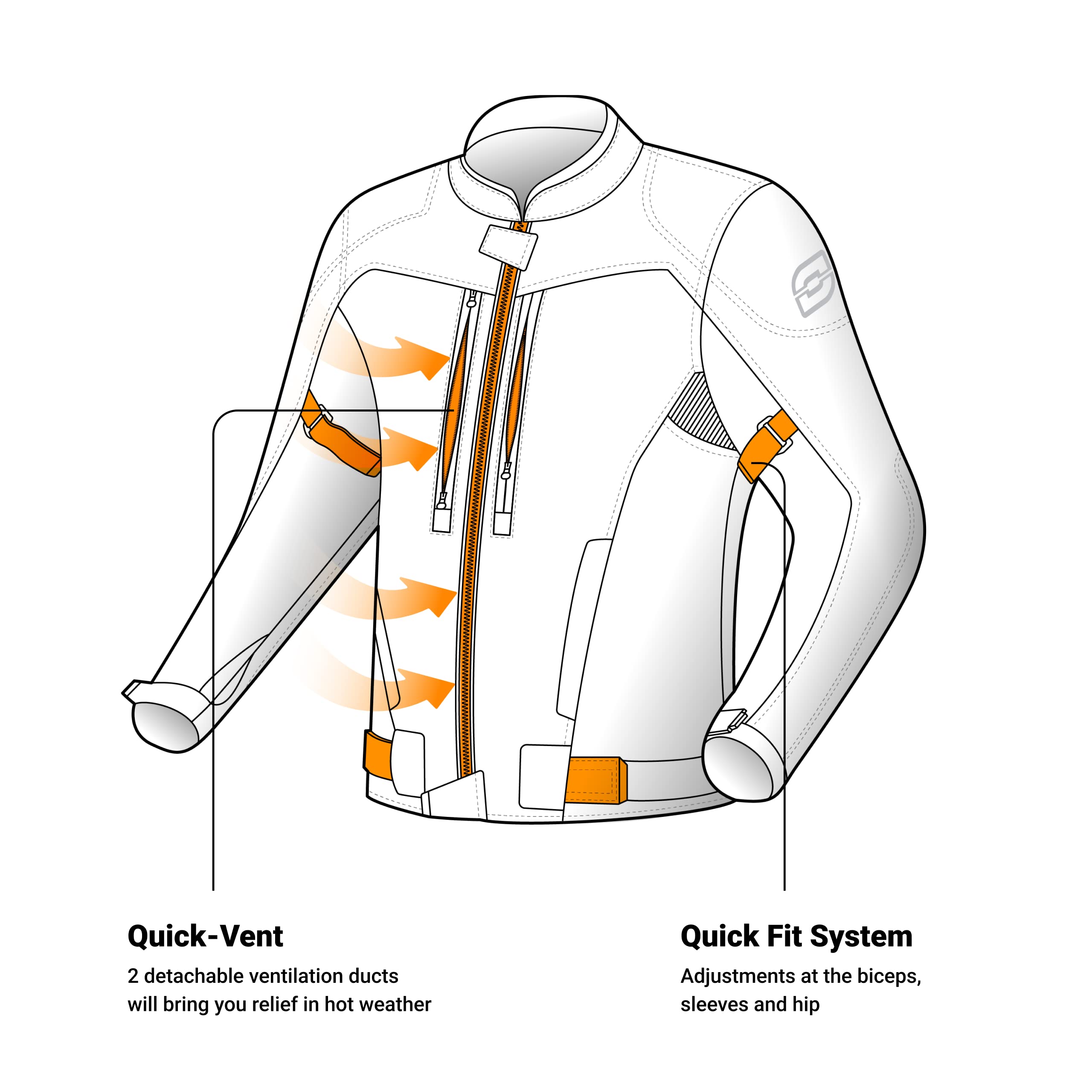 OZONE MOTO Delta IV Chaqueta de Moto Hombre | Membrana Impermeable | Protectores de Codos y Hombros | 3 Canales de Ventilación | Elementos reflectantes | 4 Bolsillos | Tallas hasta 13XL