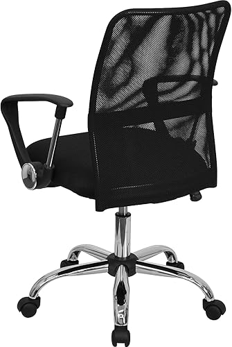 Miniatura 6 de Flash Furniture Silla de oficina giratoria de malla negra con banda de apoyo lumbar y brazos