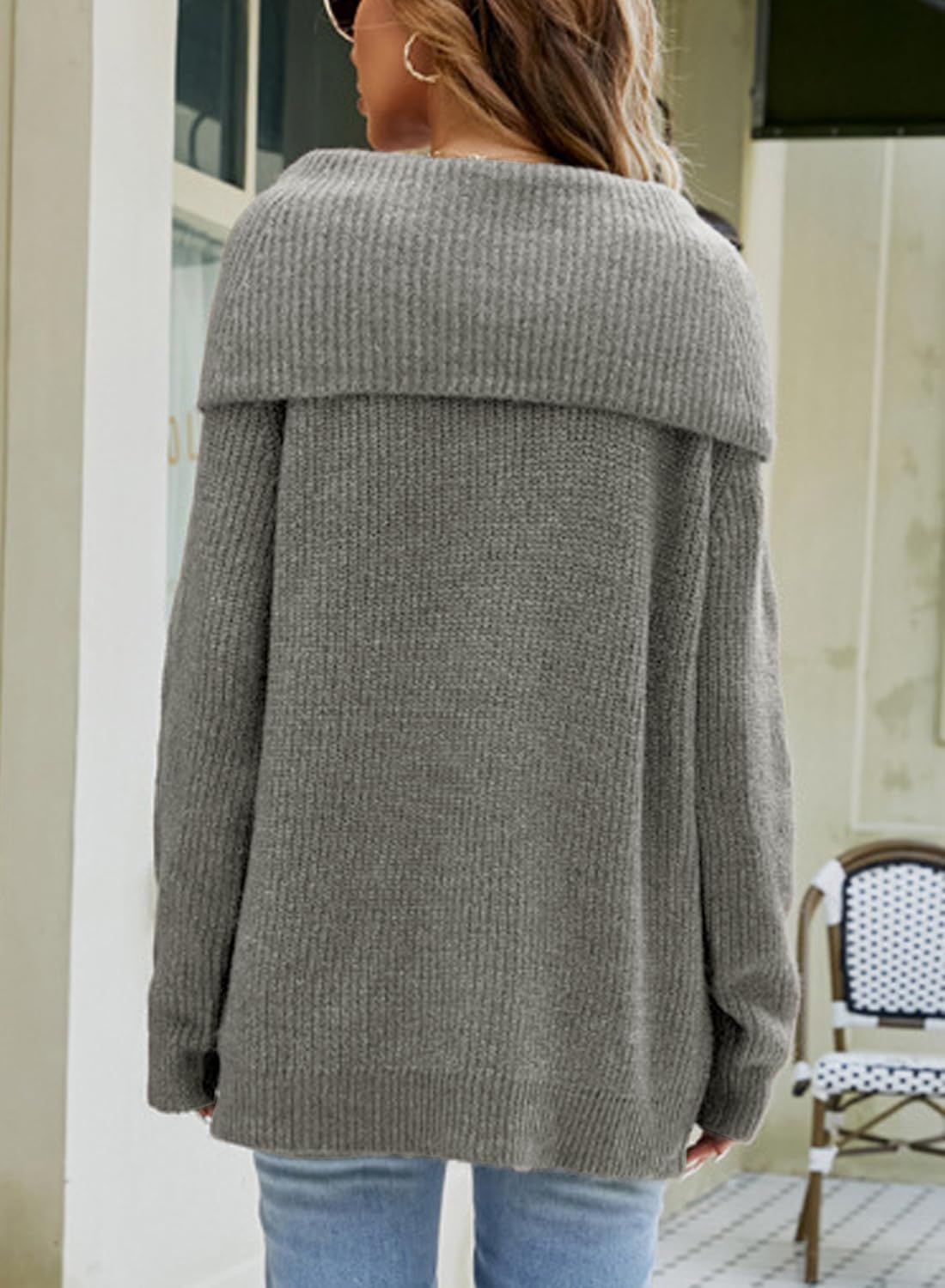 crazy bean Maglione Donna Elegante a Collo Alto Maglie Pesante a Maniche Lunghe Caldo Dolcevita Lungo Pullover Invernale in Maglia Oversize