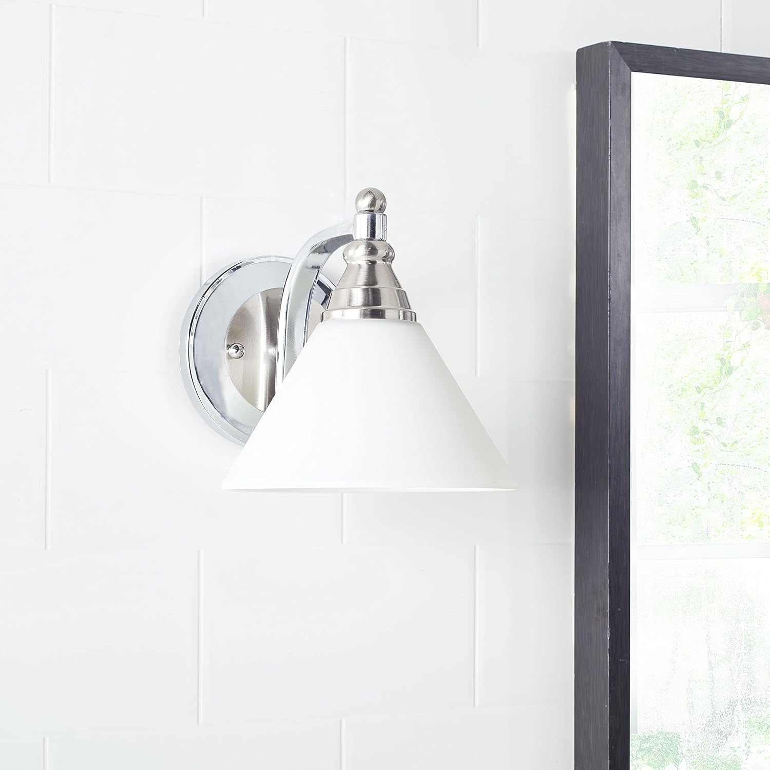 SAFAVIEH SCN4060A Lighting Valery Chrome and Bronze 7-inch (LED Bulb Included) Wall Sconce