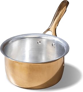 P•TAL Brass Saucepan 1.2L with Insulated Heat-Resistant Handle | 100% Pure Brass Tin Coated Tea Pan | Chemical-Free and No... Price In India