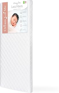 Dream On Me Luna Haven 2" Cradle Mattress - Waterproof, Greenguard Gold Certified, USA-Made Firm Fiber Core for Infant Safety