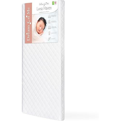 Dream On Me Luna Haven 2" Cradle Mattress – Lightweight Firm Polyester Fiber Core, Waterproof & Easy-Clean, Stain & Odor Resistant, Greenguard Gold and BSA Certified (36" L x 18" W x 2" H)