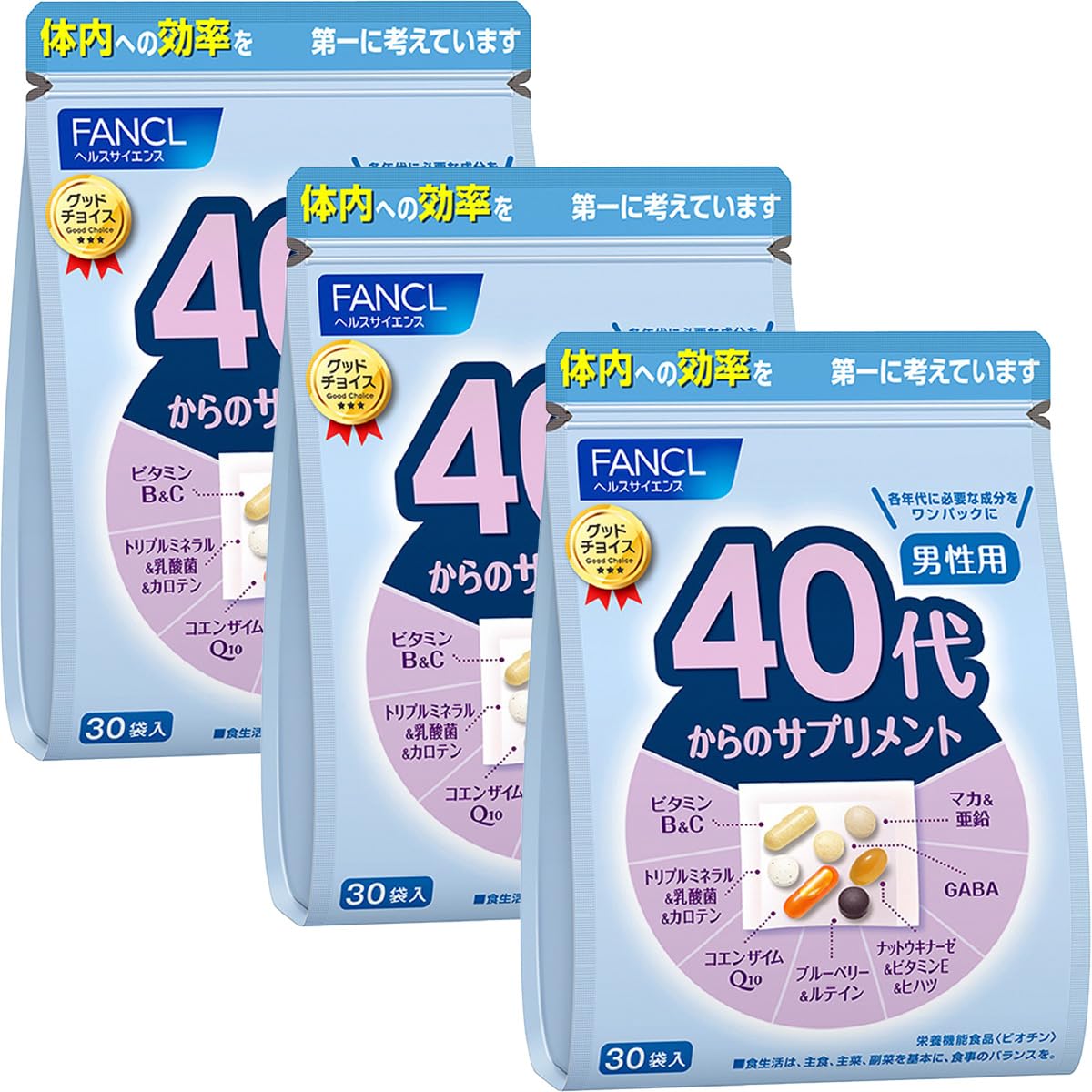 ファンケル40代からのサプリメント男性用　30袋x3 ファンケル(FANCL) 40代からのサプリメント男性用 45～90日分 (30袋×3)