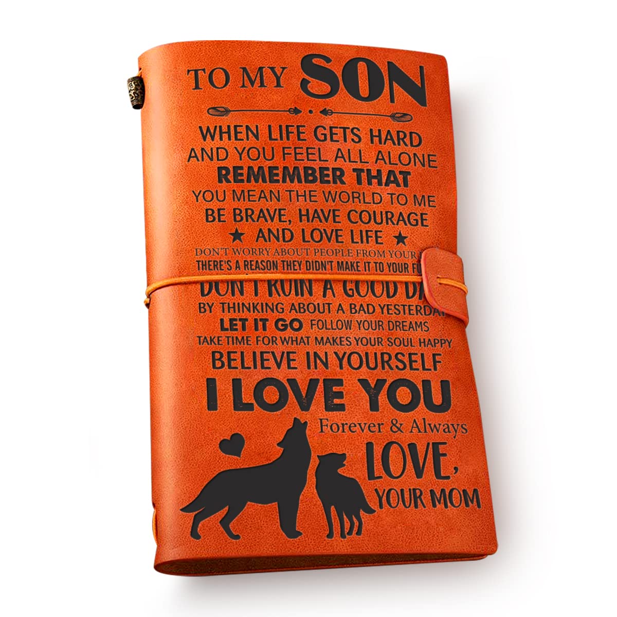 Diario de cuero "To My Son" grabado, un tierno mensaje de amor para tu hijo en su día