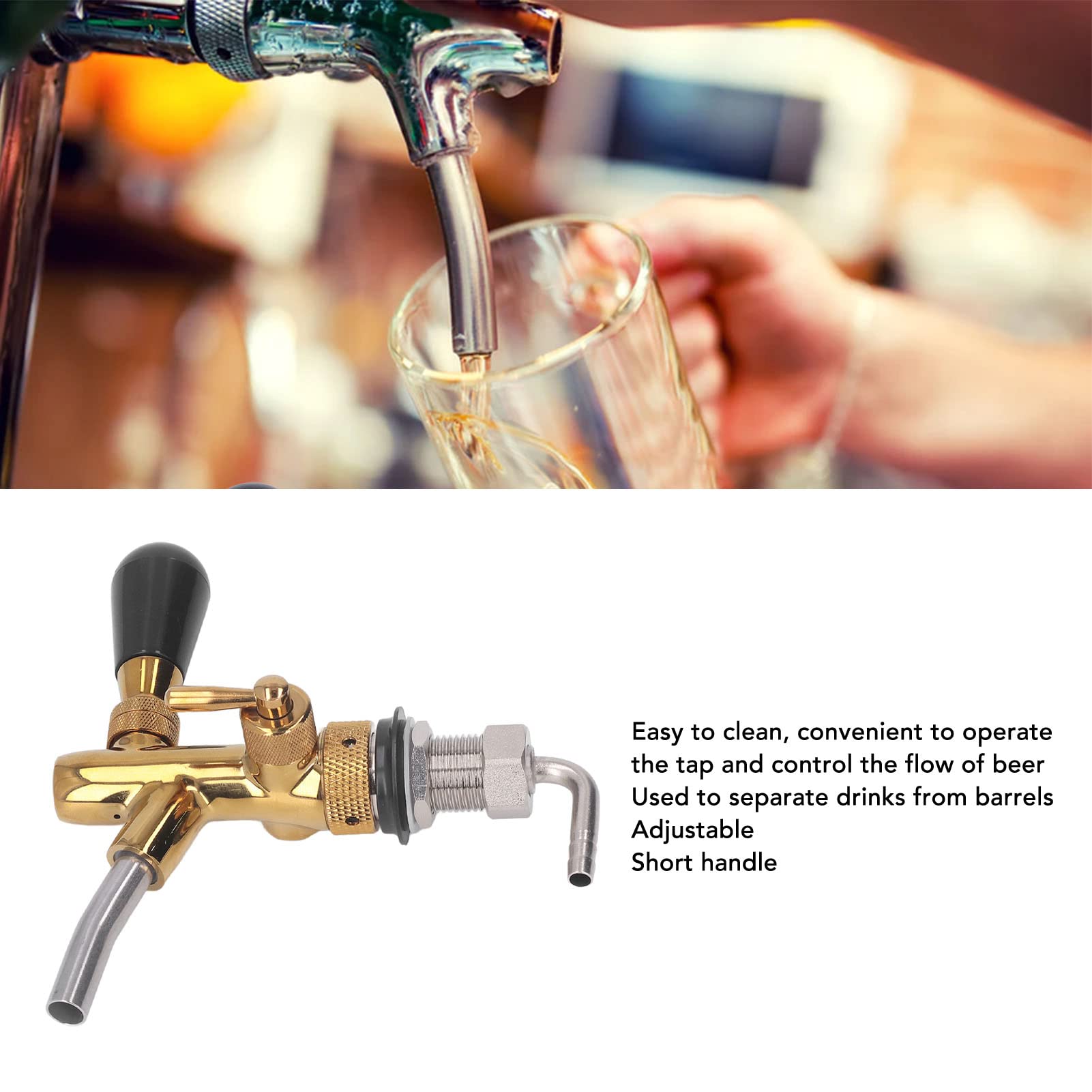 TOPINCN Grifo de Cerveza, Grifo Dispensador de Cerveza de Acero Inoxidable para Kegerator Dispensador de Cerveza Casero Grifo de Repuesto Grifo de Barril de Cerveza Grifo de Cerveza Casero